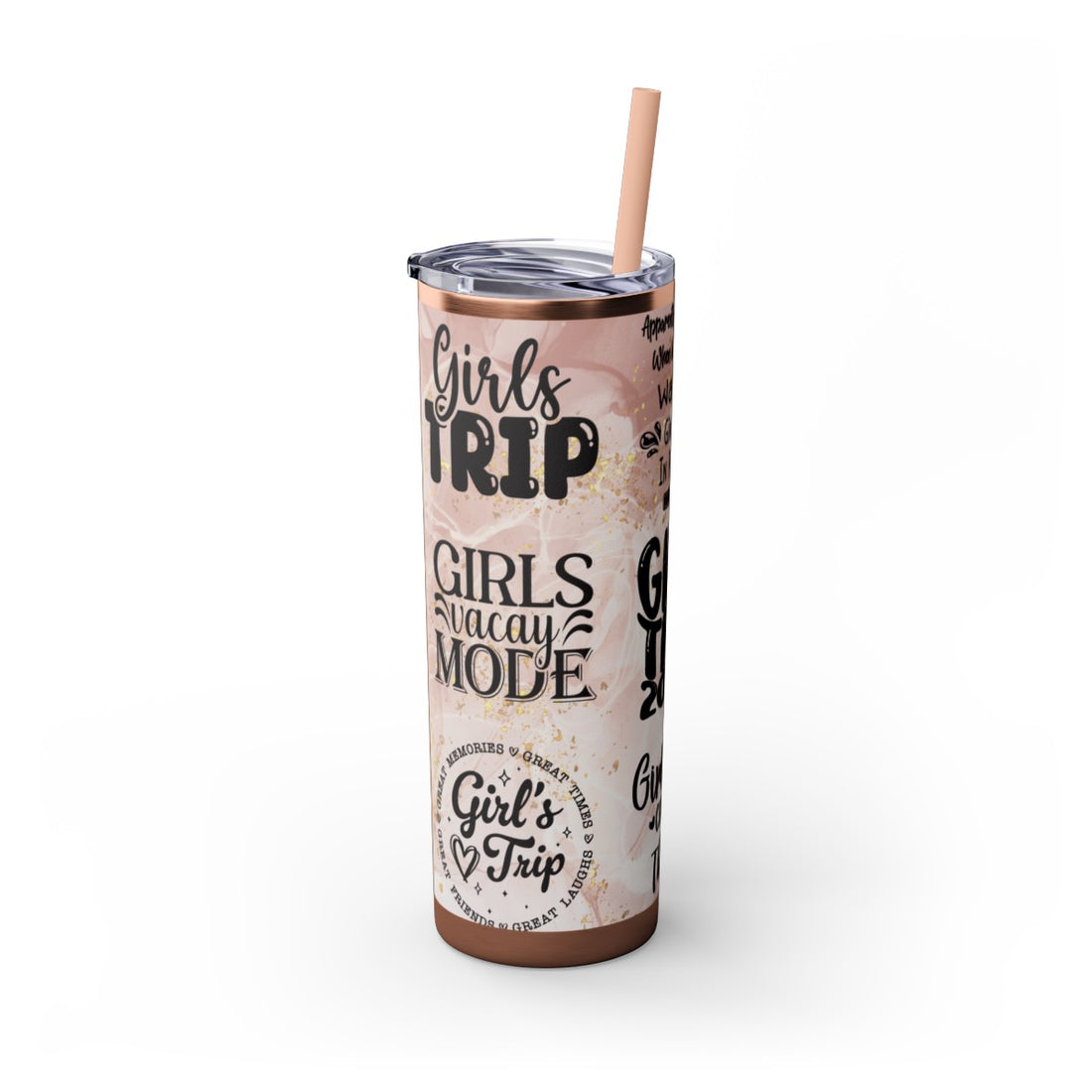 "Girl's Trip 2024" Skinny Tumbler with Straw, Stainless Steel 20oz