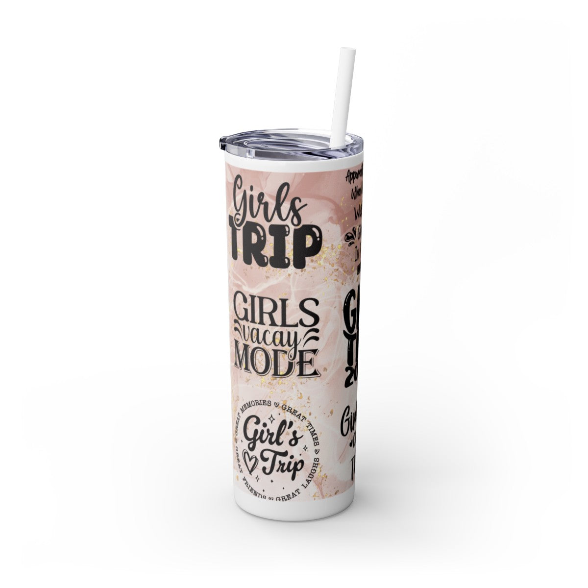 "Girl's Trip 2024" Skinny Tumbler with Straw, Stainless Steel 20oz