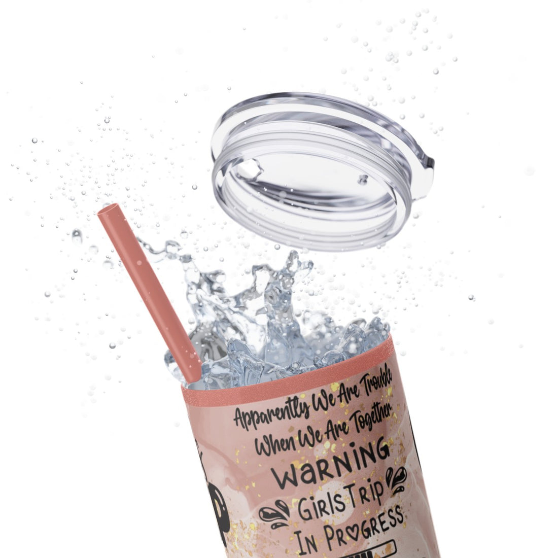 "Girl's Trip 2024" Skinny Tumbler with Straw, Stainless Steel 20oz