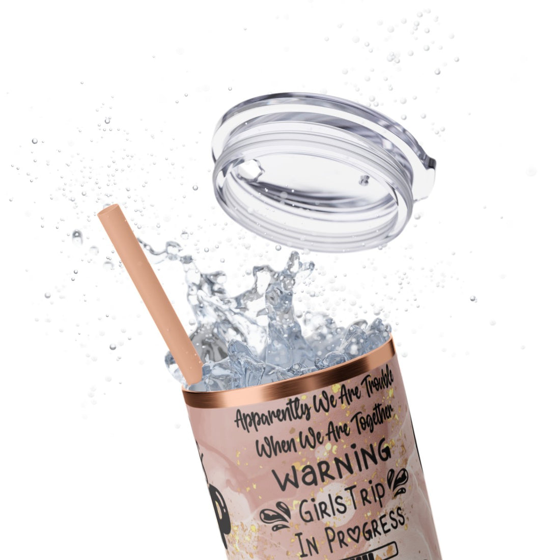 "Girl's Trip 2024" Skinny Tumbler with Straw, Stainless Steel 20oz