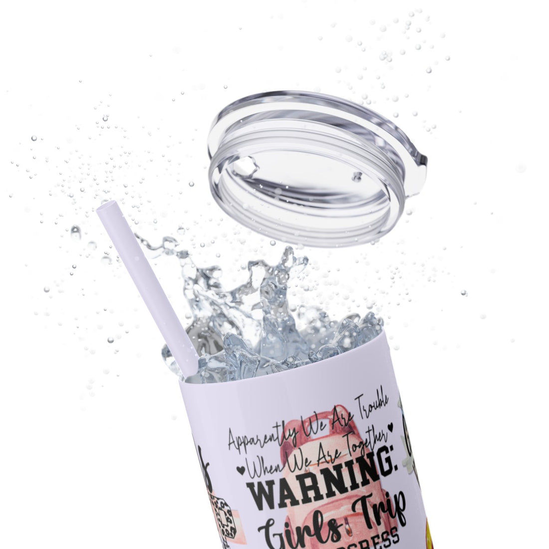 "Booze and Besties Girl Trip" 2024 Stainless Steel Skinny Tumbler with Straw, 20oz