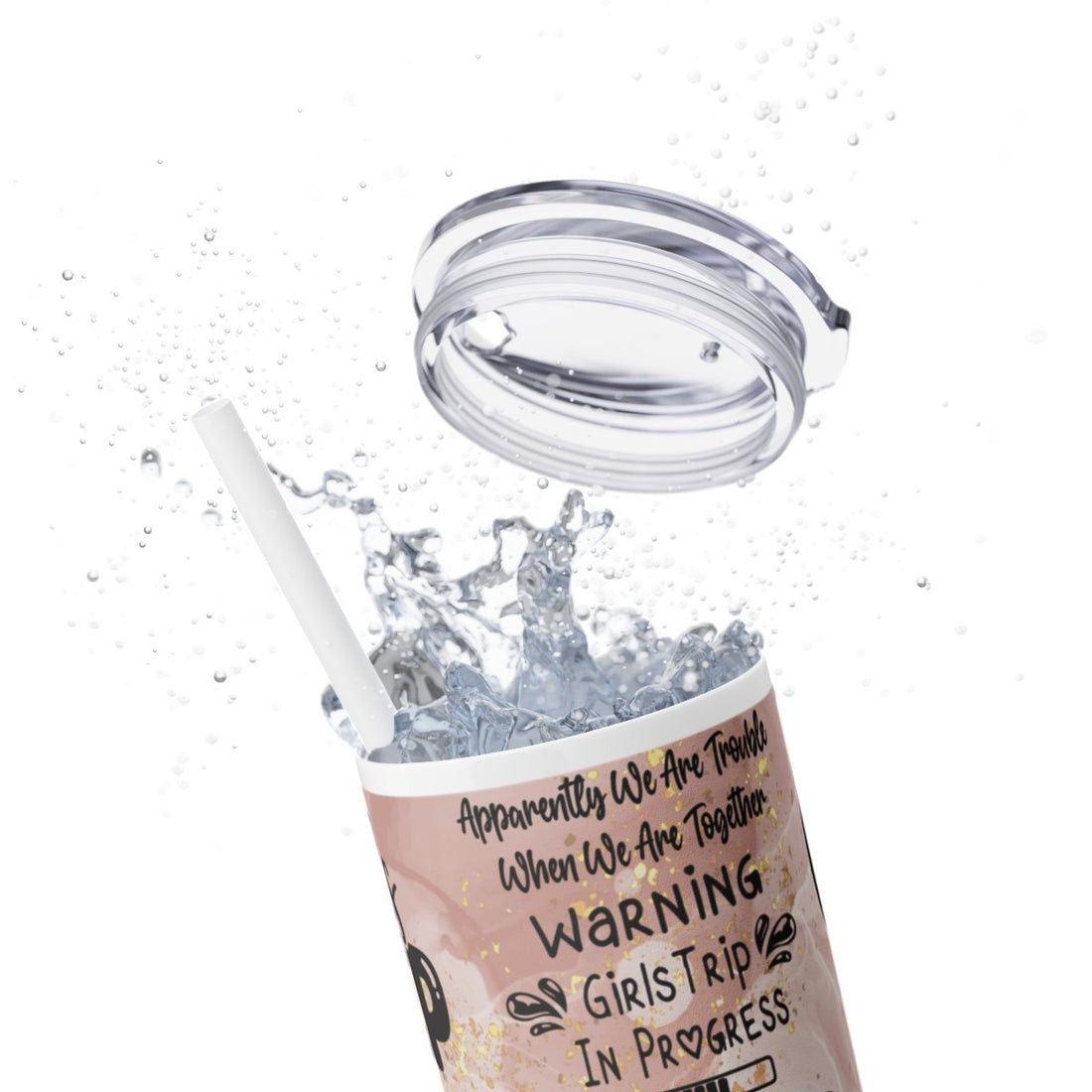 "Girl's Trip 2024" Skinny Tumbler with Straw, Stainless Steel 20oz