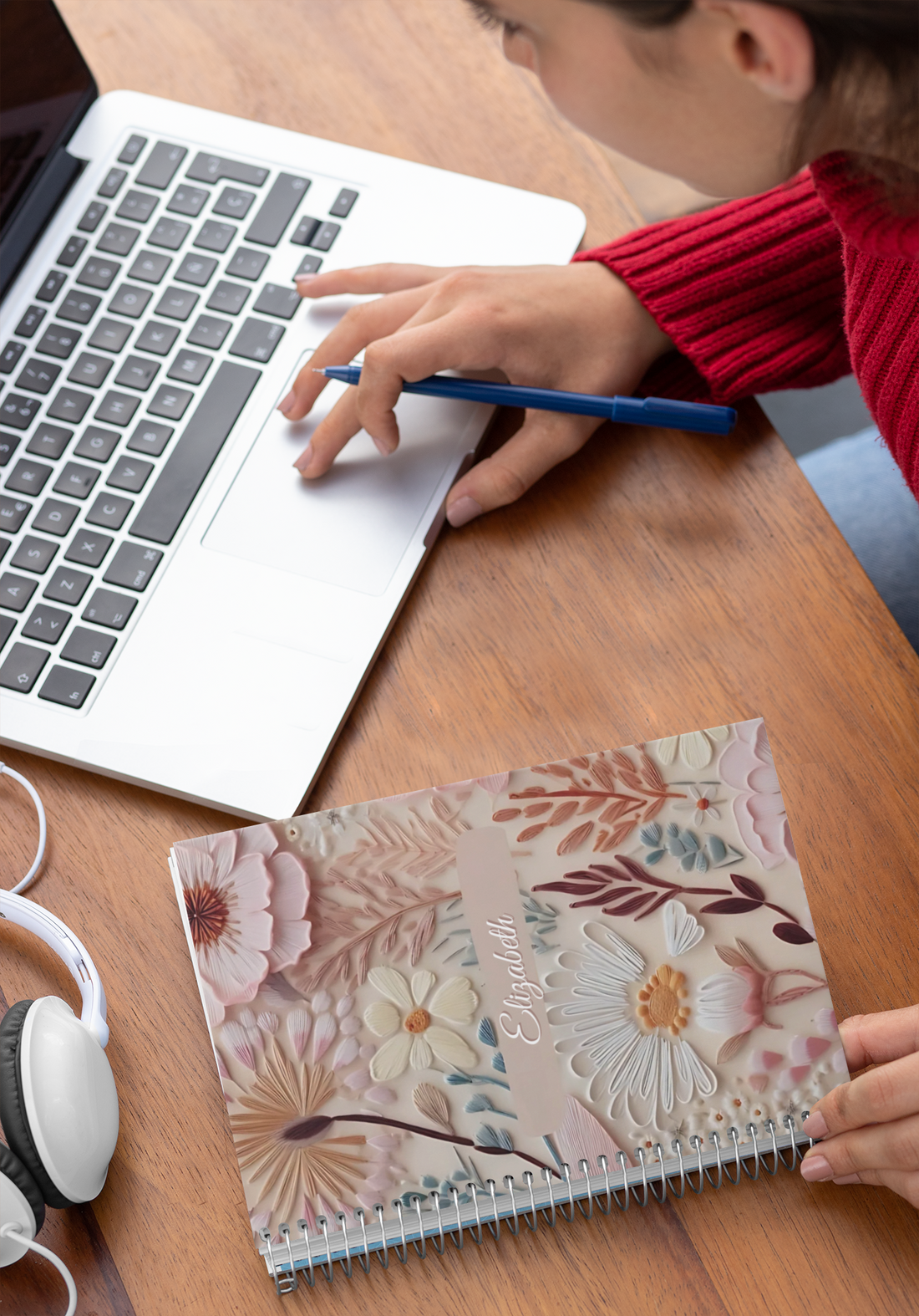Floral Spiral Notebook with Personalized Cover