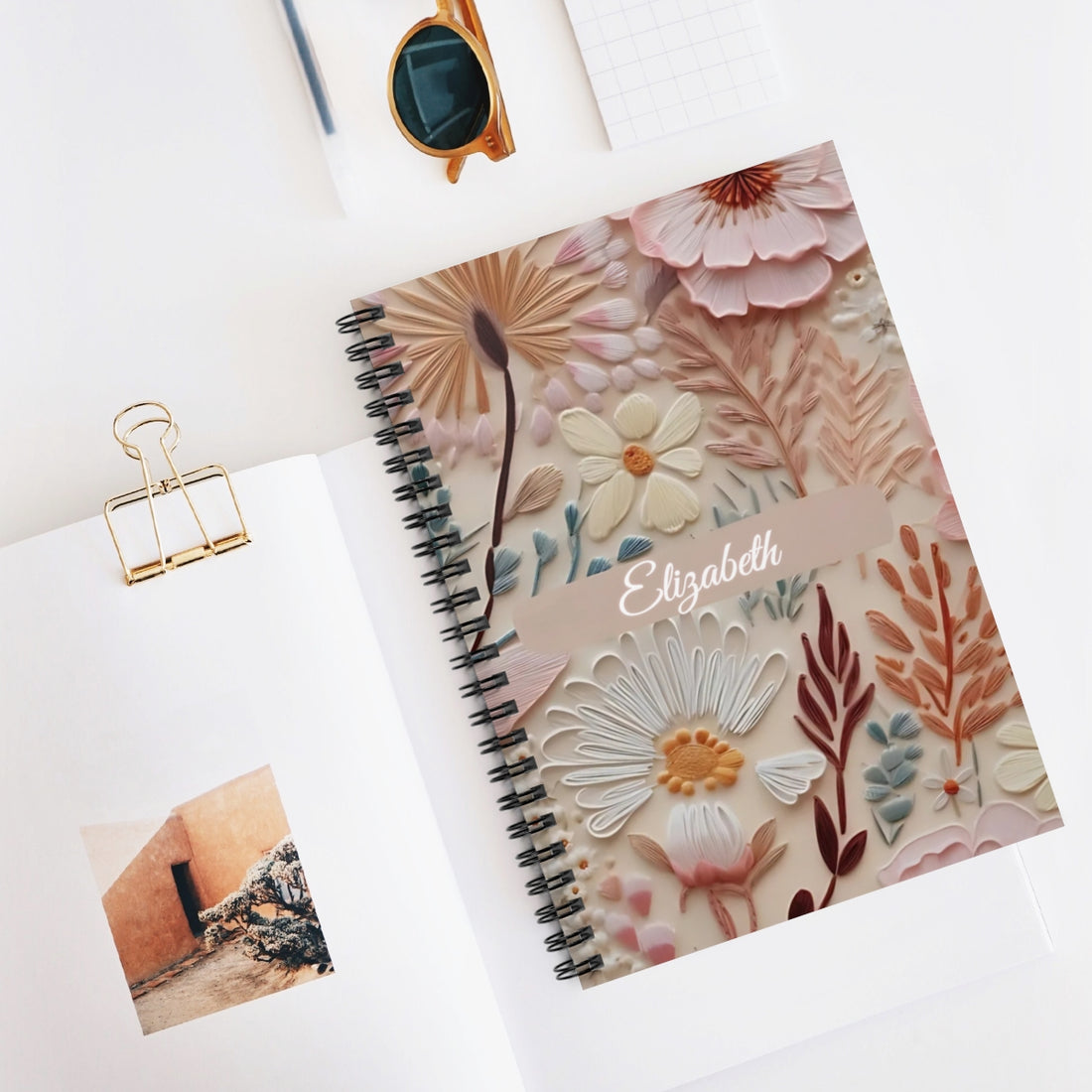 Floral Spiral Notebook with Personalized Cover