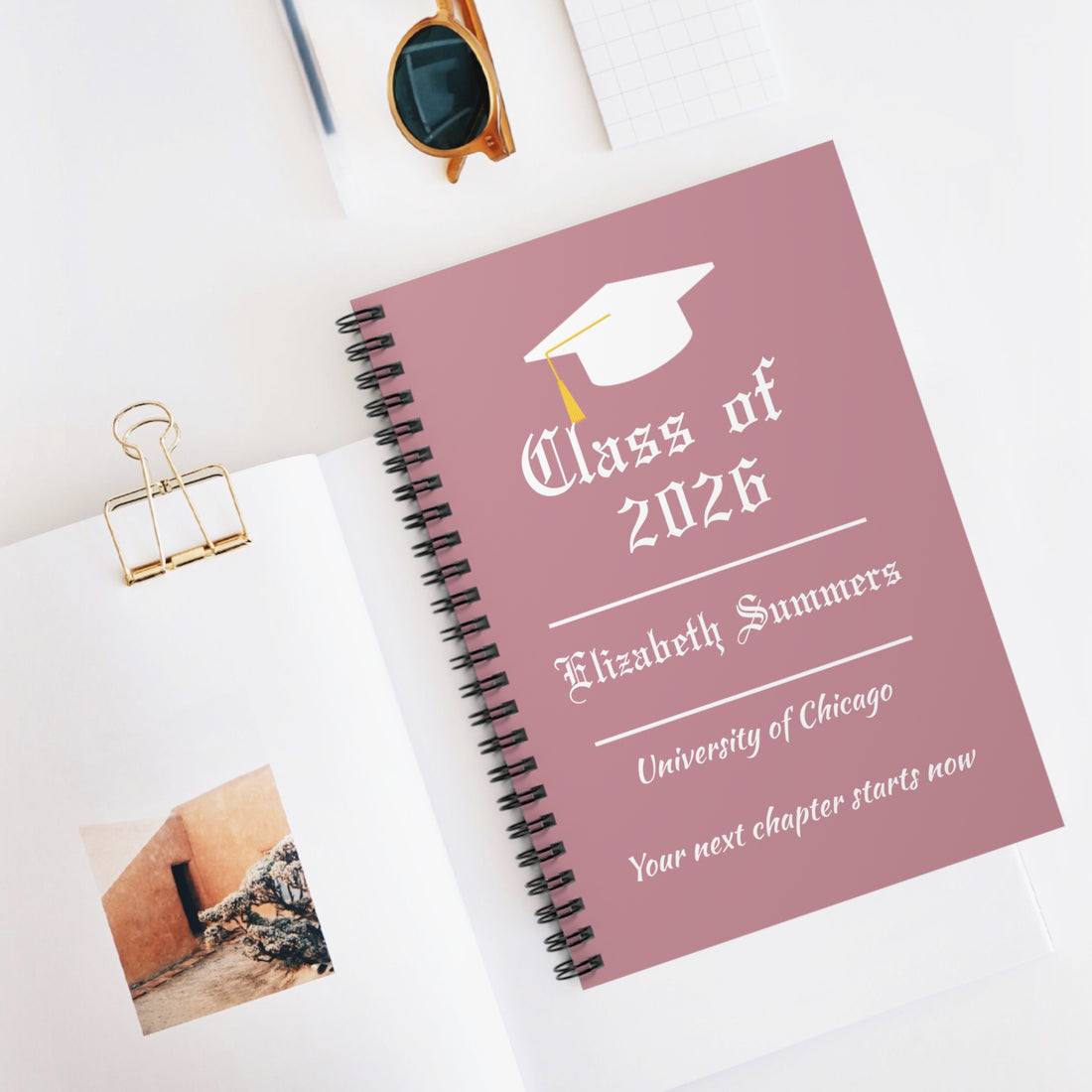Personalized Graduation Journal – Custom Class of 2026 Notebook – Graduate Gift with Name & School – Senior Keepsake Journal