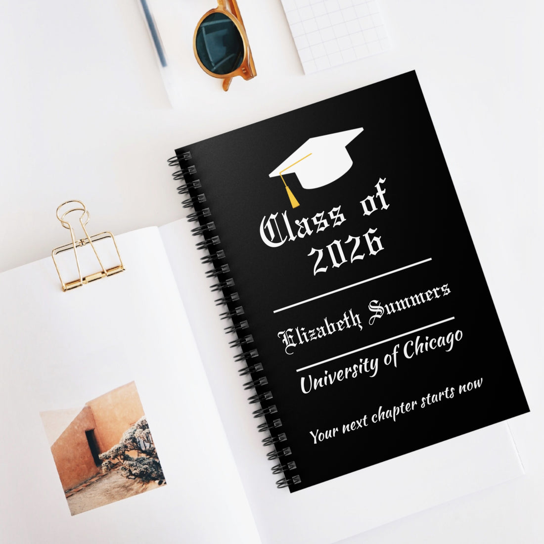 Personalized Graduation Journal – Custom Class of 2026 Notebook – Graduate Gift with Name & School – Senior Keepsake Journal