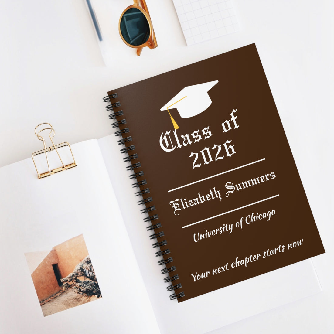 Personalized Graduation Journal – Custom Class of 2026 Notebook – Graduate Gift with Name & School – Senior Keepsake Journal