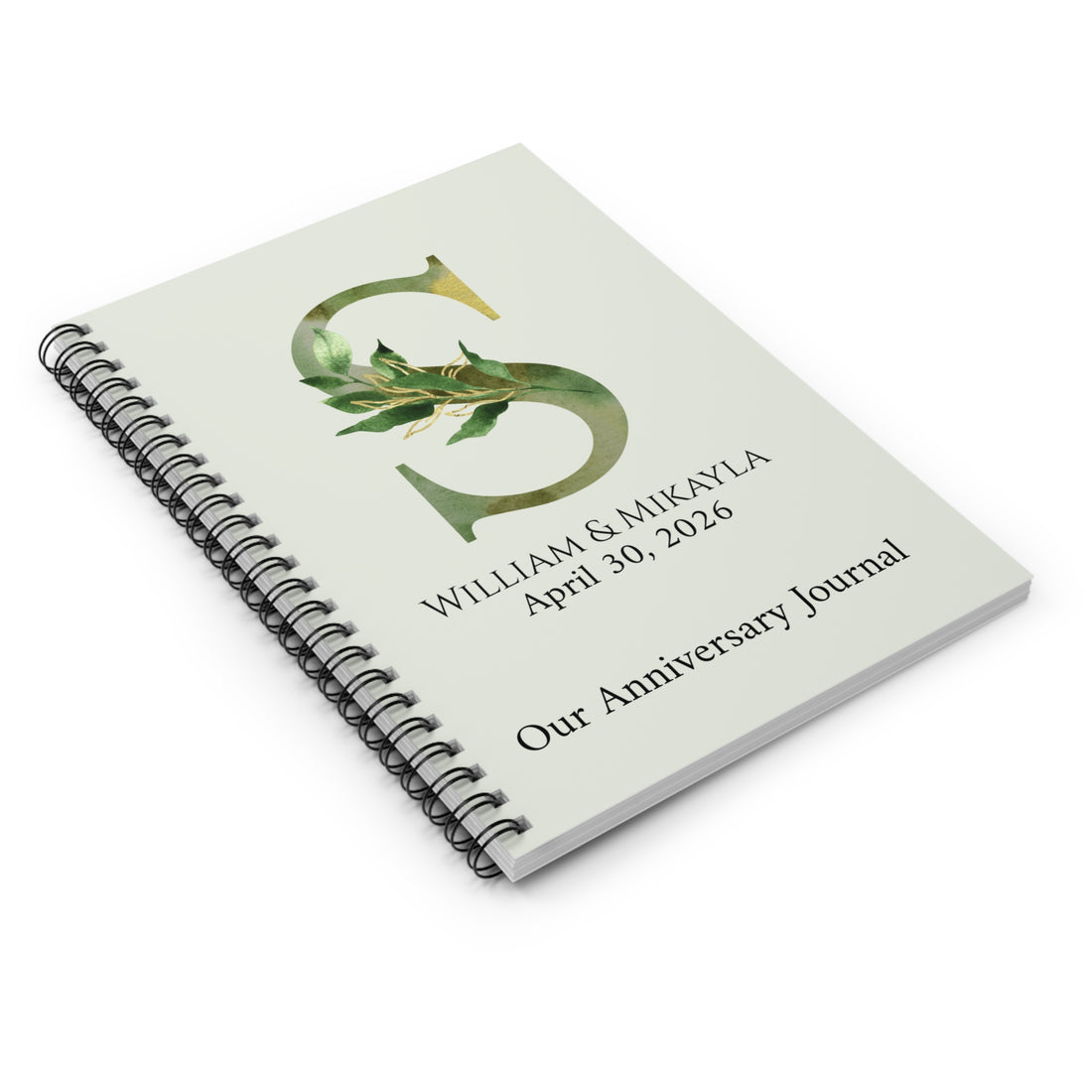 Personalized Anniversary Journal for Couples – Custom Initial & Names Notebook – Romantic Keepsake Gift for Him or Her