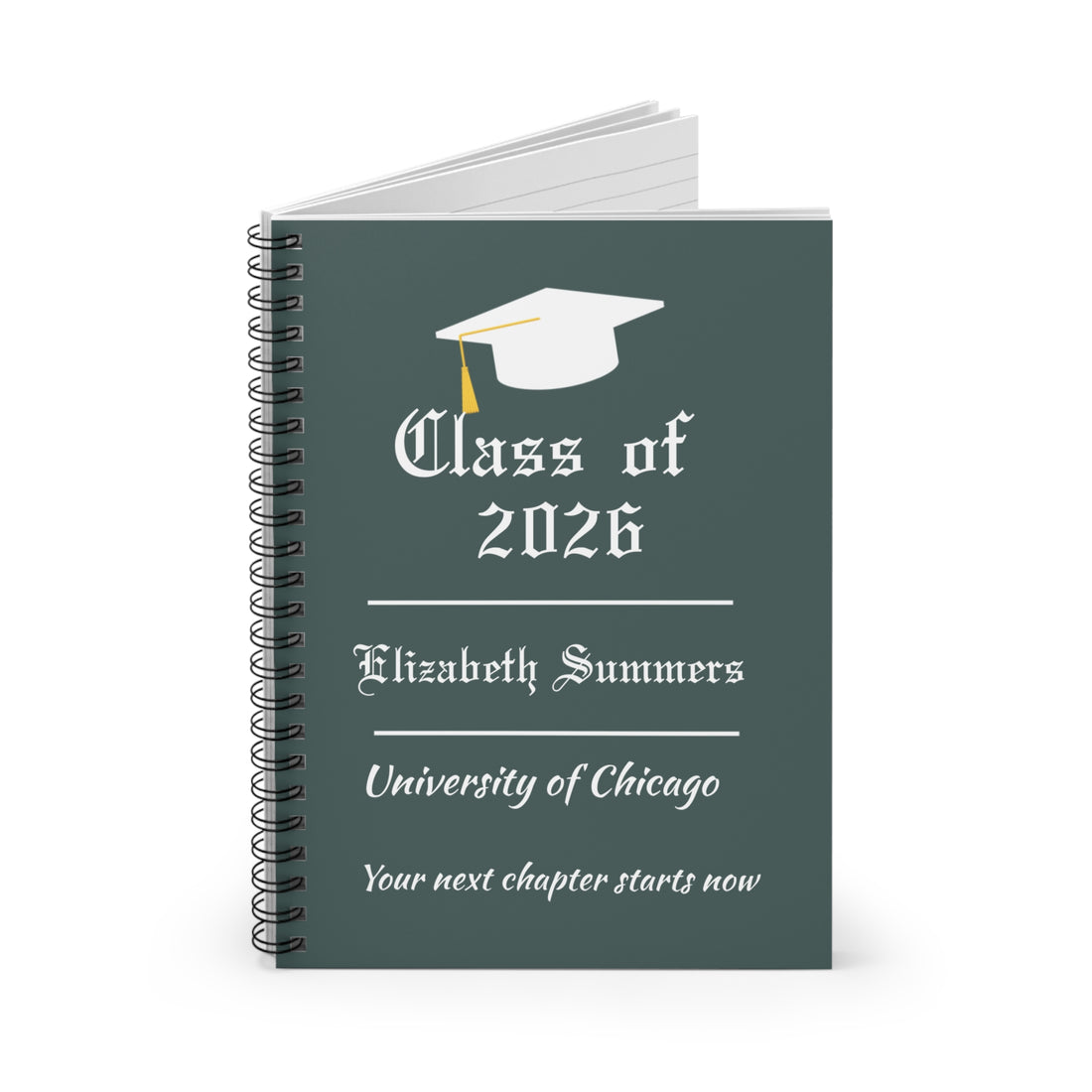 Personalized Graduation Journal – Custom Class of 2026 Notebook – Graduate Gift with Name & School – Senior Keepsake Journal