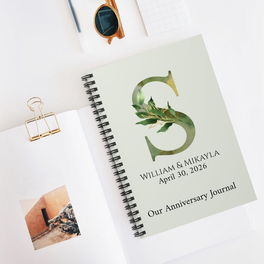 Personalized Anniversary Journal for Couples – Custom Initial & Names Notebook – Romantic Keepsake Gift for Him or Her