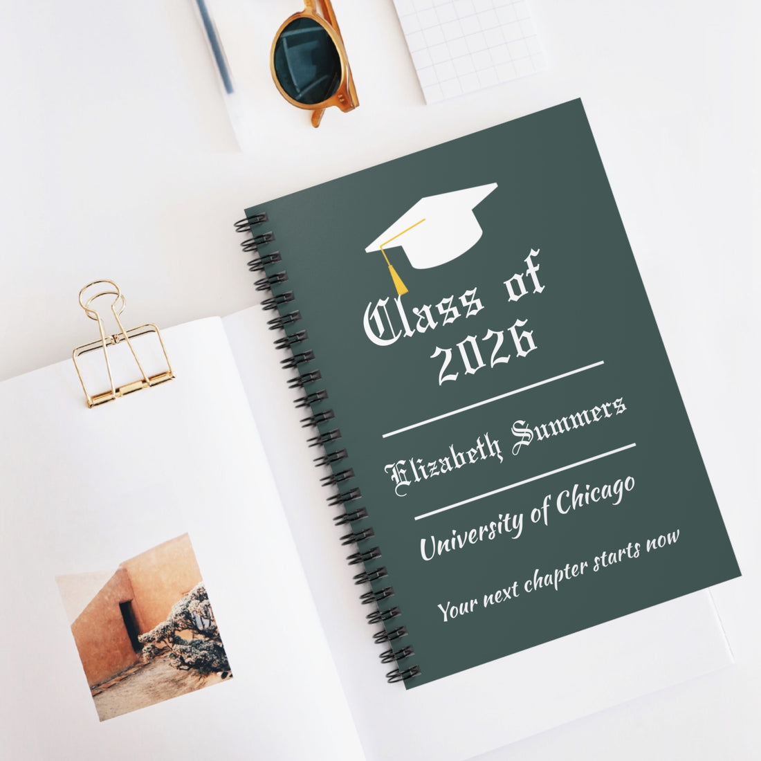 Personalized Graduation Journal – Custom Class of 2026 Notebook – Graduate Gift with Name & School – Senior Keepsake Journal