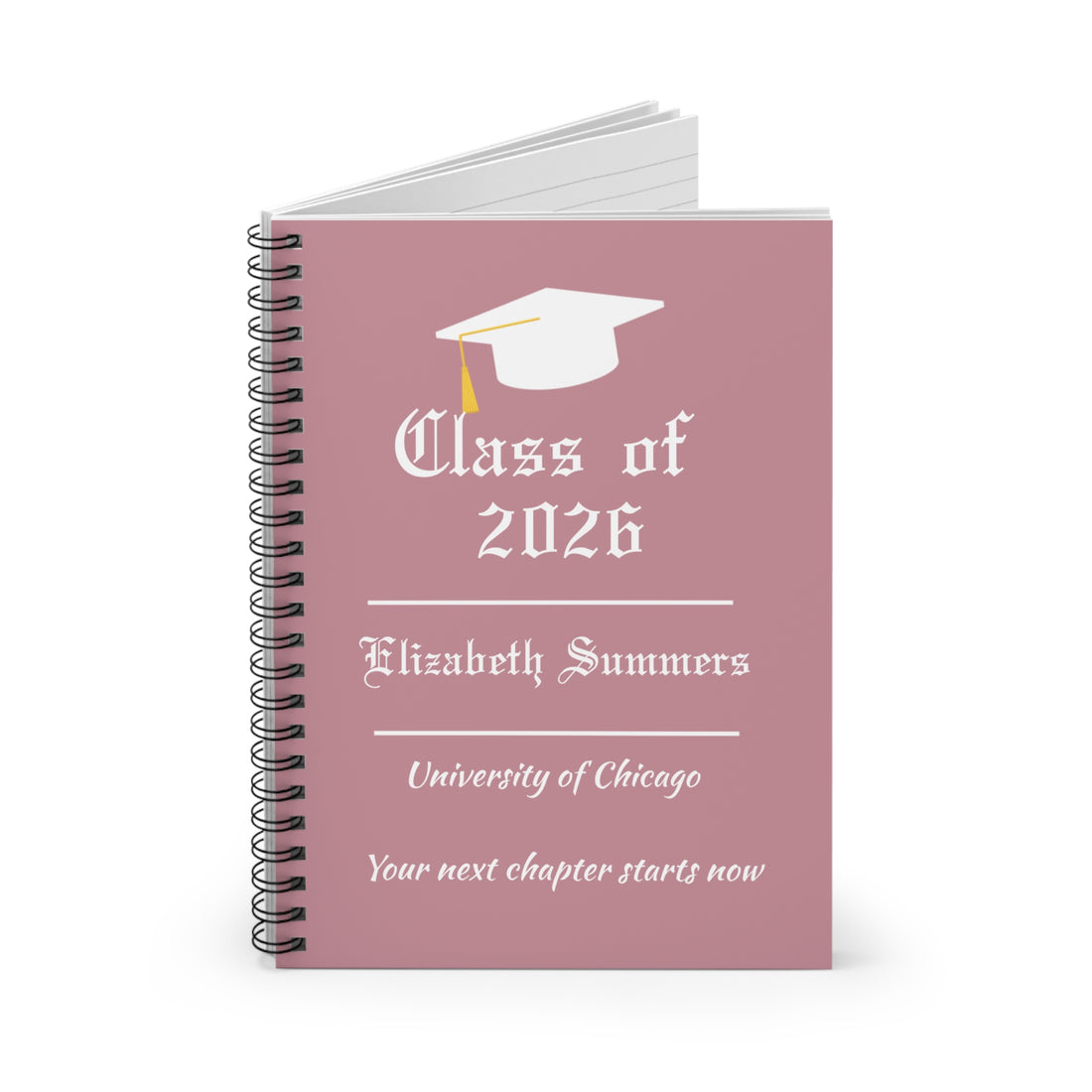 Personalized Graduation Journal – Custom Class of 2026 Notebook – Graduate Gift with Name & School – Senior Keepsake Journal
