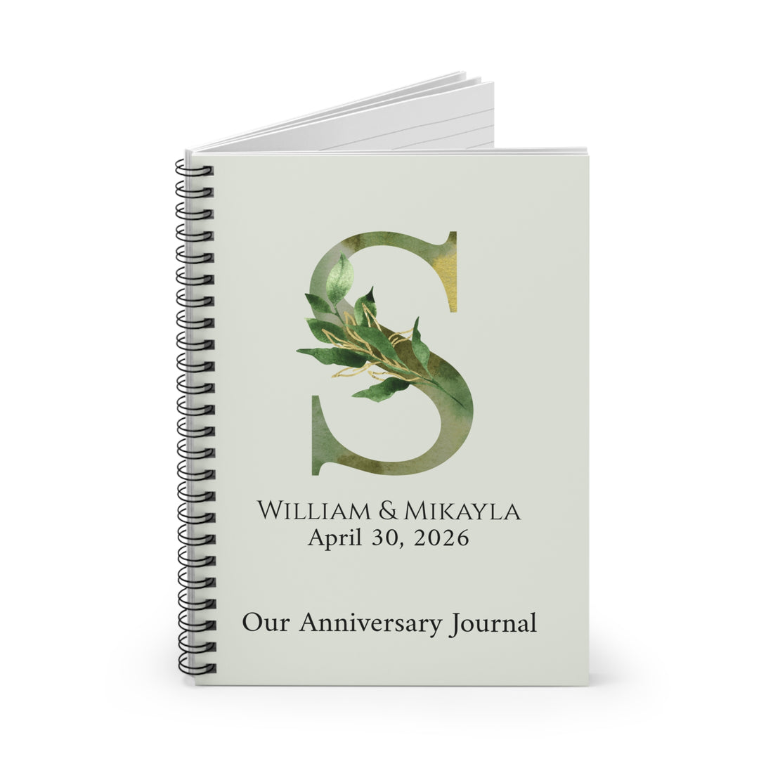 Personalized Anniversary Journal for Couples – Custom Initial & Names Notebook – Romantic Keepsake Gift for Him or Her