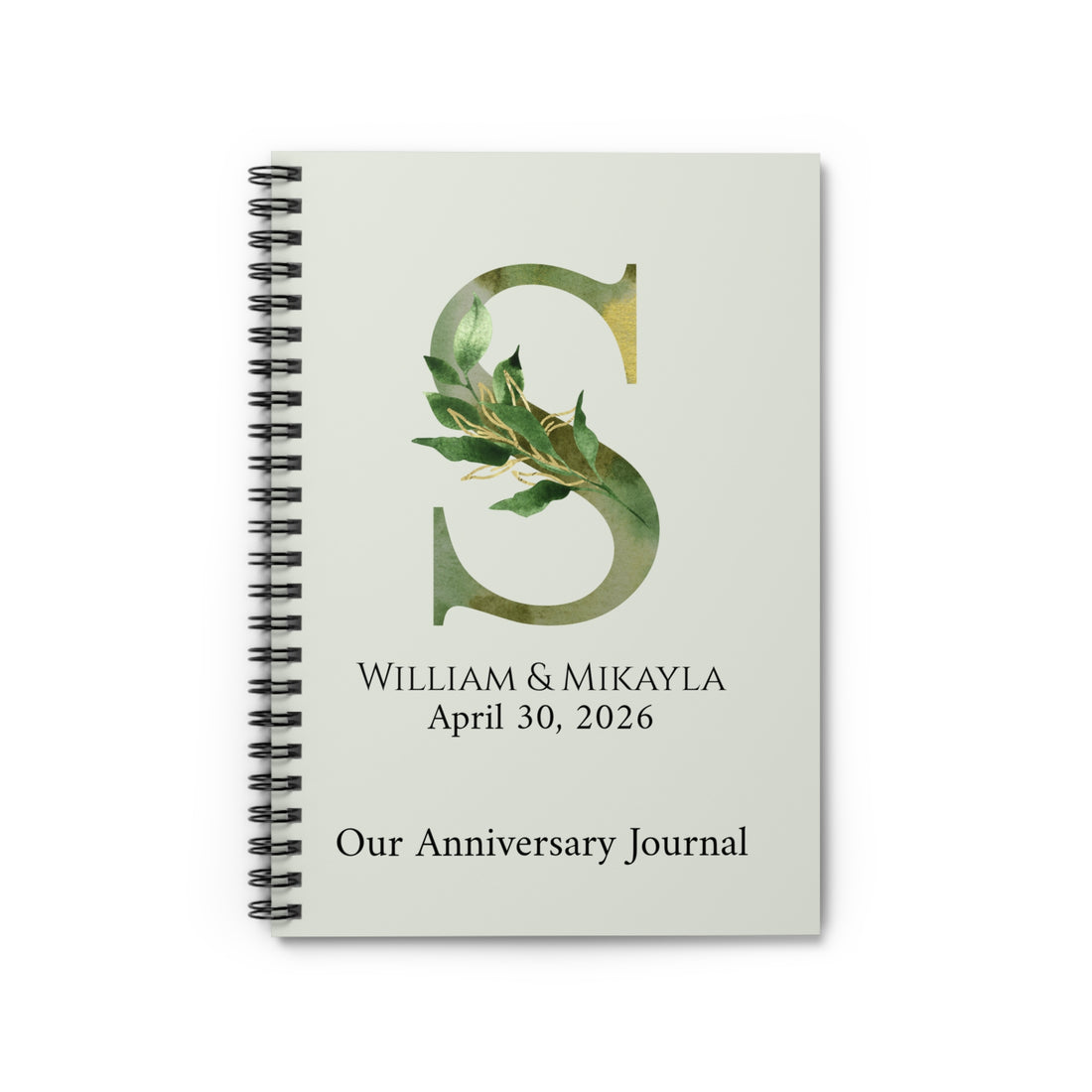 Personalized Anniversary Journal for Couples – Custom Initial & Names Notebook – Romantic Keepsake Gift for Him or Her