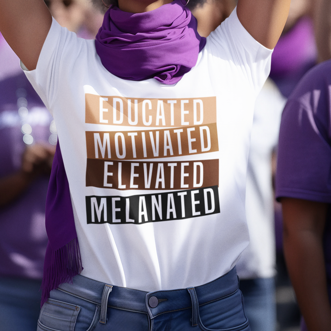 Educated. Motivated. Elevated. Melanated. – Empowerment Graphic Tee