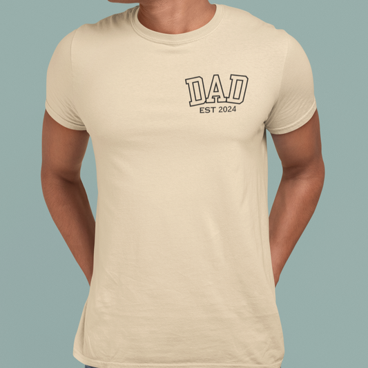 To Dad " EST 2024 " Personalized Short Sleeve T-Shirt