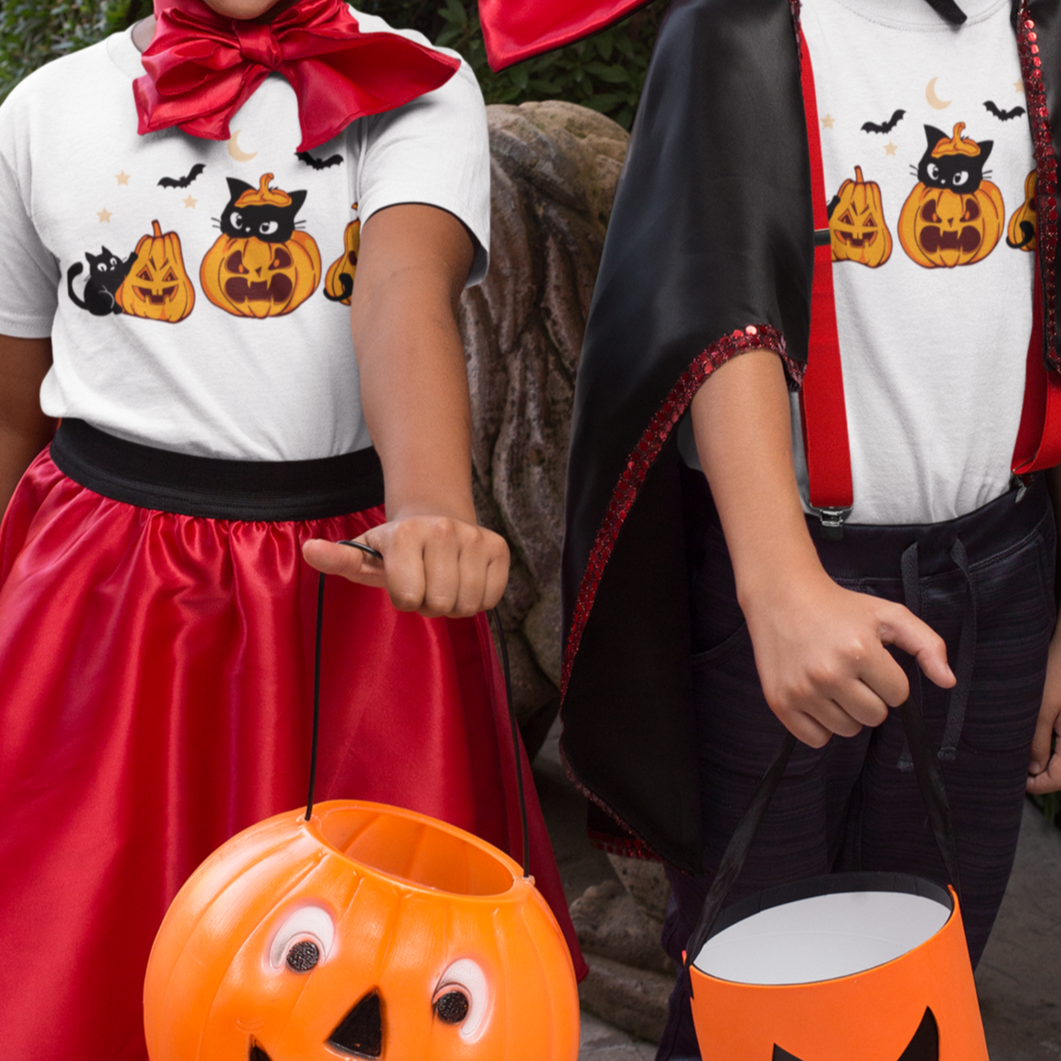 Halloween Cute Youth Black Cat/Pumpkin T-Shirt