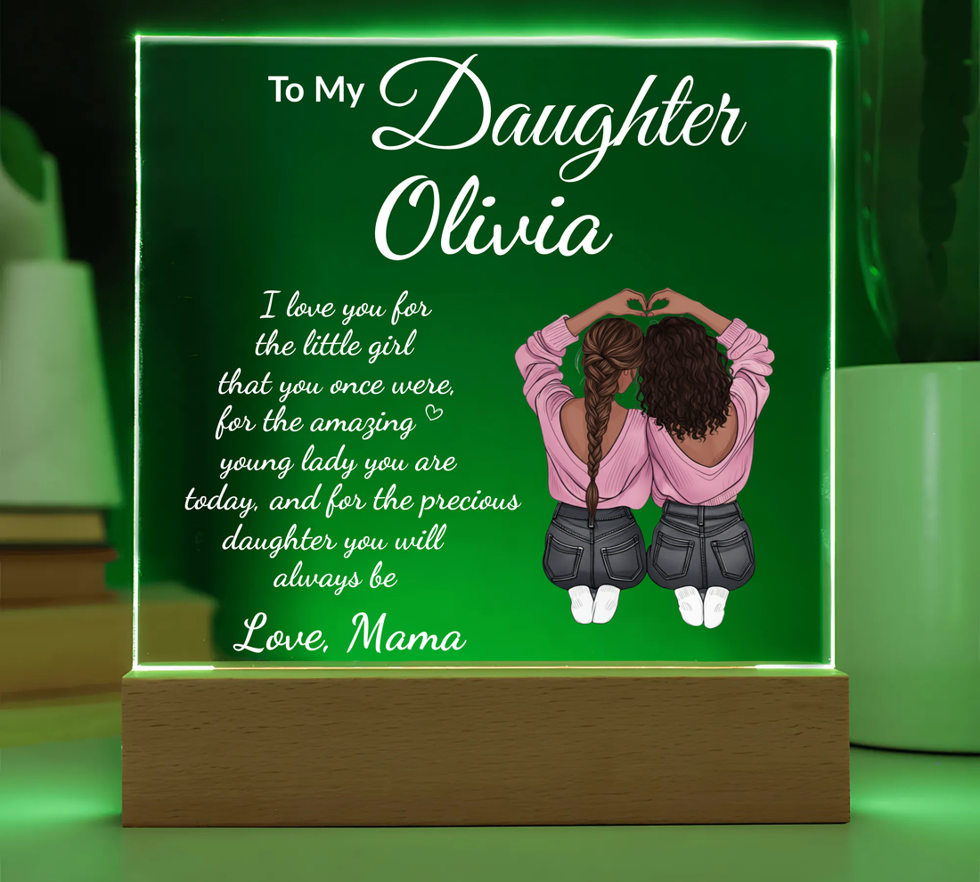 Personalized Acrylic Plaque with LED Base, Customizable Gift for Daughter, Premium Acrylic Nite Light