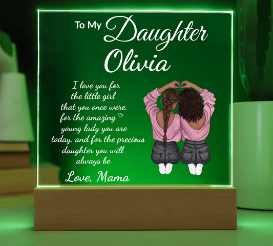 Personalized Acrylic Plaque with LED Base, Customizable Gift for Daughter, Premium Acrylic Nite Light