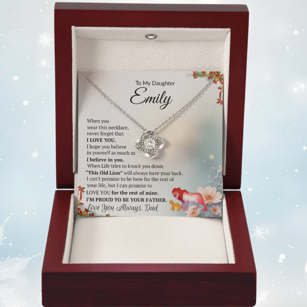 To My Daughter Love Knot Necklace, Love Dad! Beautiful Gift for Daughter!