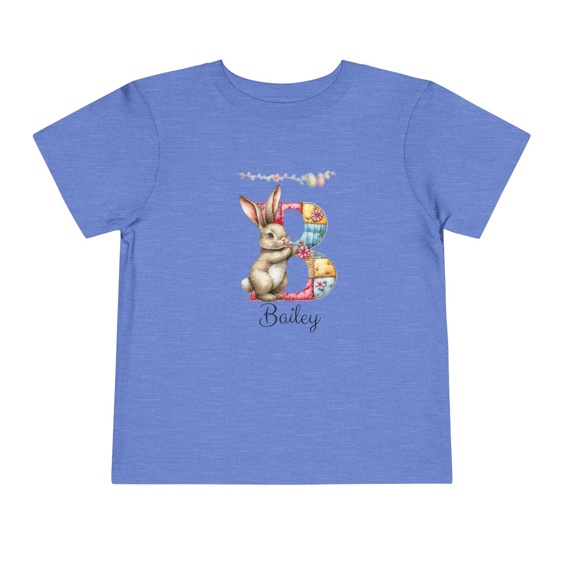 Personalized Easter Bunny Kids Shirt – Custom Name Bunny T-Shirt – Patchwork Monogram Easter Shirt – Cute Spring Bunny Tee