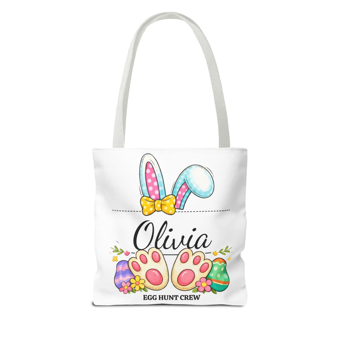 Personalized Easter Egg Hunt Tote Bag – Custom Bunny Name Bag – Kids Easter Basket Alternative – Bunny Ears Easter Gift Bag