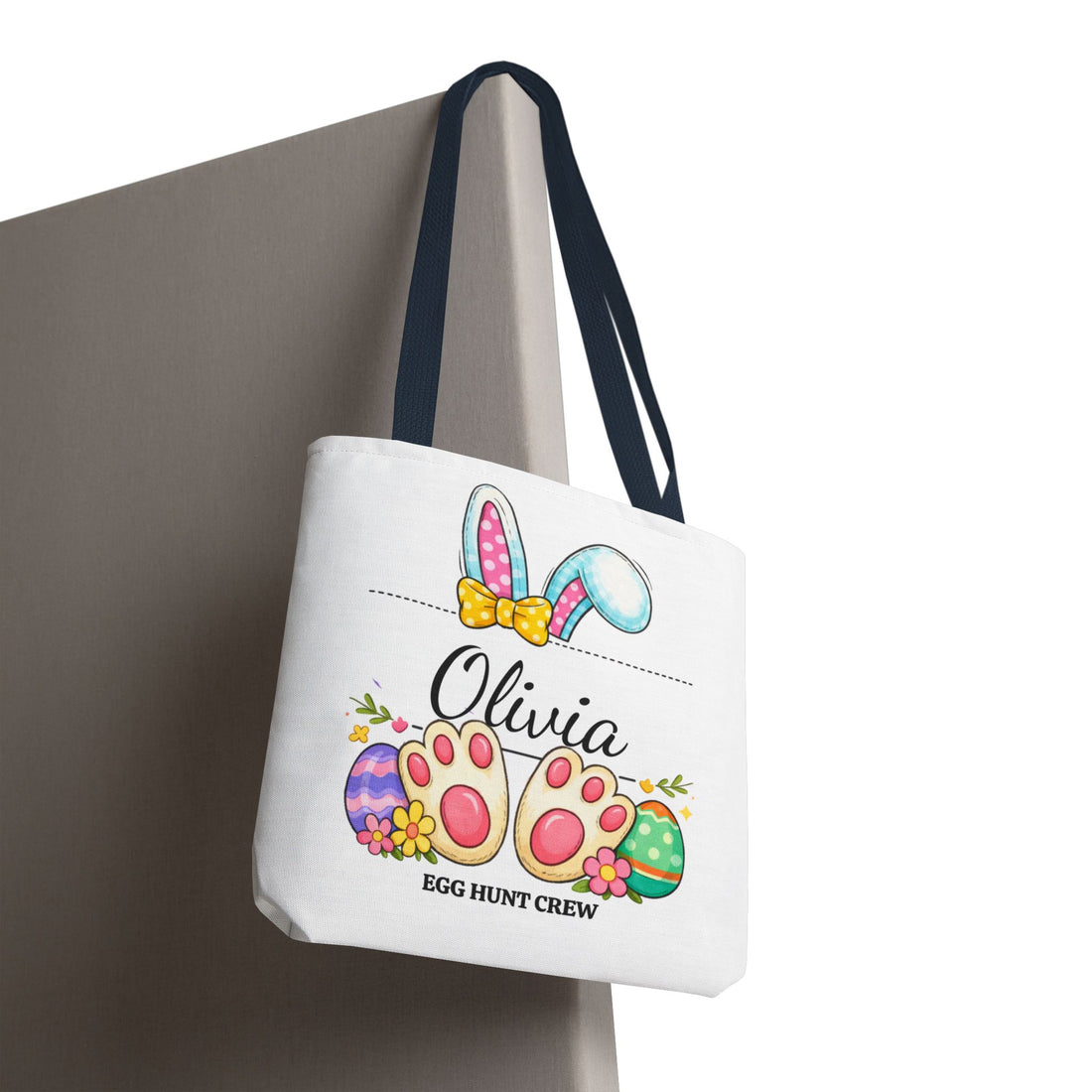 Personalized Easter Egg Hunt Tote Bag – Custom Bunny Name Bag – Kids Easter Basket Alternative – Bunny Ears Easter Gift Bag