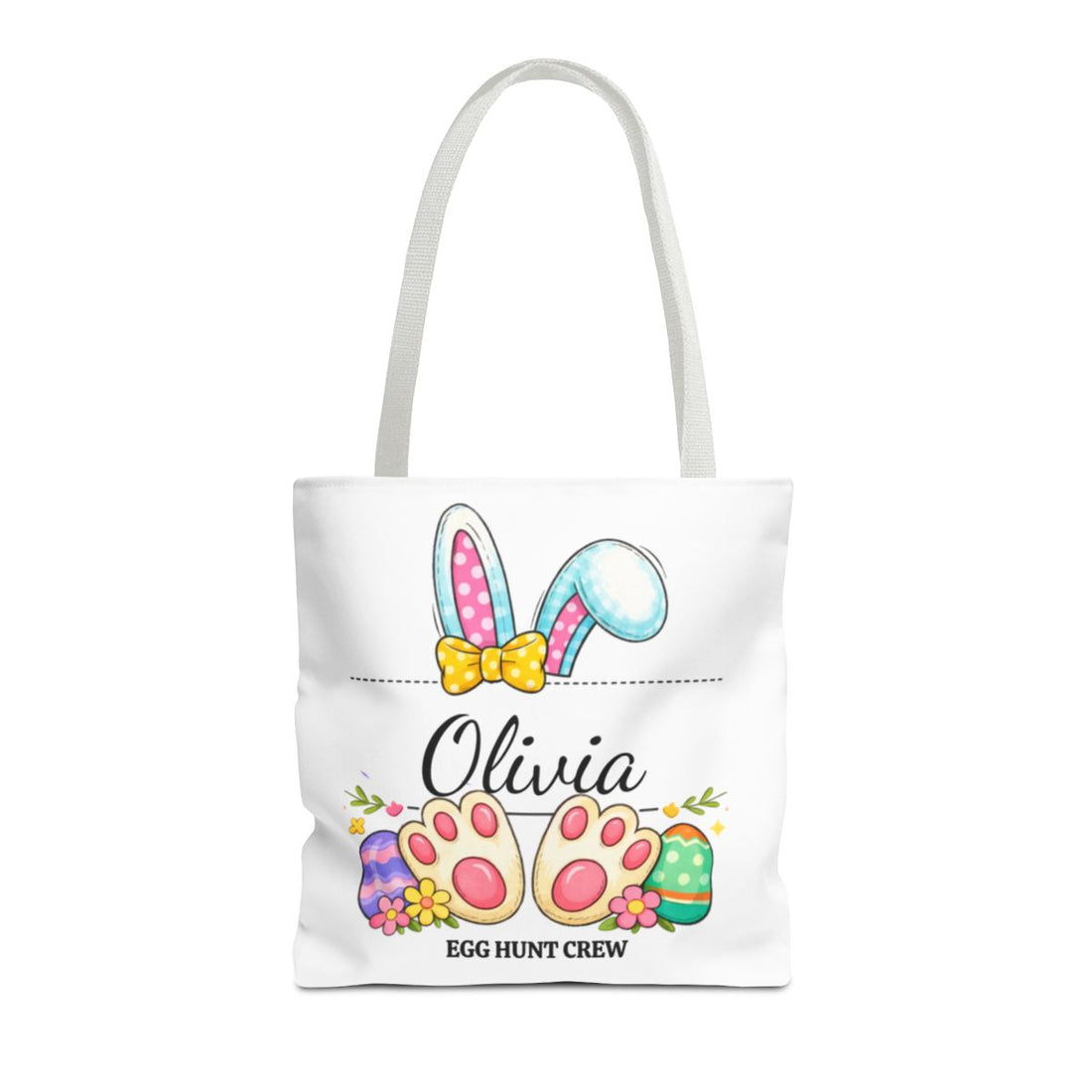 Personalized Easter Egg Hunt Tote Bag – Custom Bunny Name Bag – Kids Easter Basket Alternative – Bunny Ears Easter Gift Bag