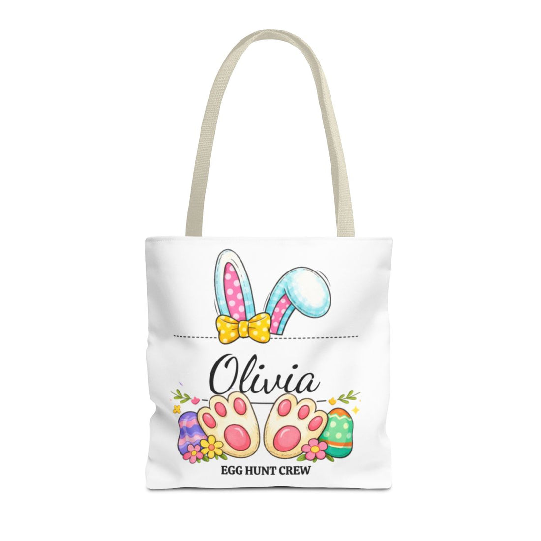 Personalized Easter Egg Hunt Tote Bag – Custom Bunny Name Bag – Kids Easter Basket Alternative – Bunny Ears Easter Gift Bag