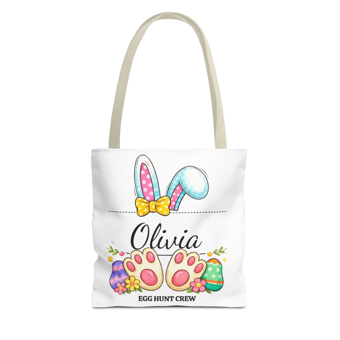 Personalized Easter Egg Hunt Tote Bag – Custom Bunny Name Bag – Kids Easter Basket Alternative – Bunny Ears Easter Gift Bag