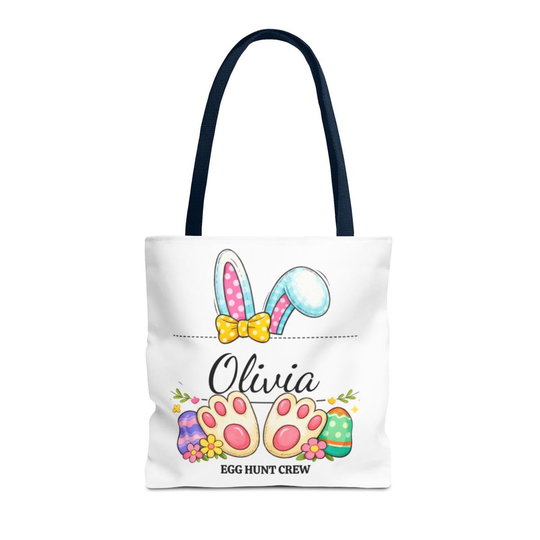 Personalized Easter Egg Hunt Tote Bag – Custom Bunny Name Bag – Kids Easter Basket Alternative – Bunny Ears Easter Gift Bag