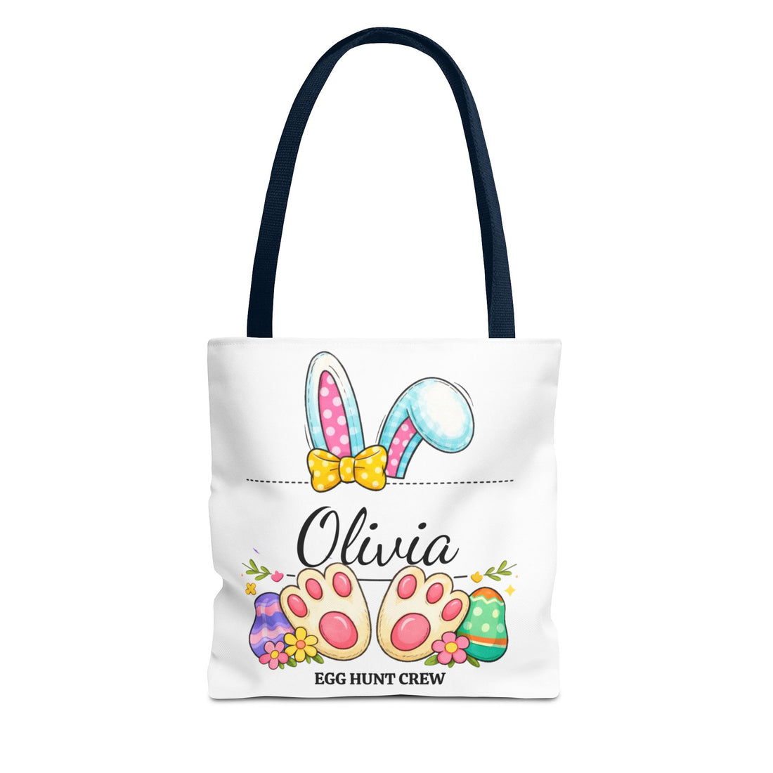 Personalized Easter Egg Hunt Tote Bag – Custom Bunny Name Bag – Kids Easter Basket Alternative – Bunny Ears Easter Gift Bag