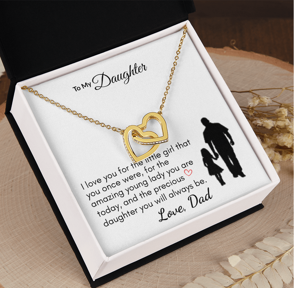 Personalize Hearts Necklace for Daughter, Birthday Gift for Her, Dad to Daughter Jewelry