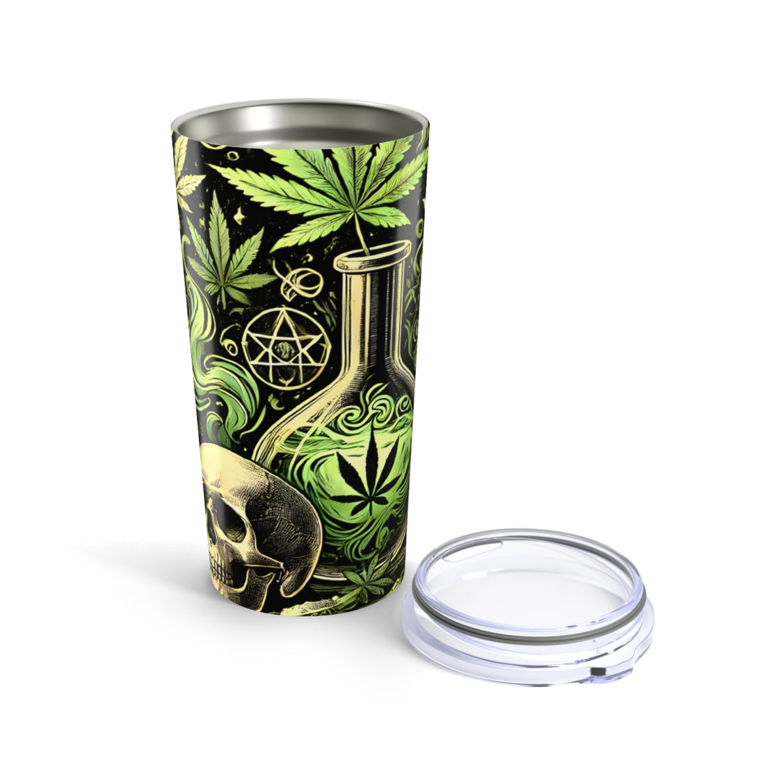 Skull & Leaf Design Stainless Steel Tumbler - 20oz