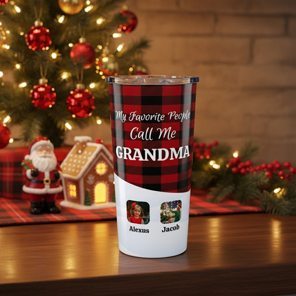 Personalized Grandparent Tumbler, Custom Photo Travel Mug, Grandparent Gift, Keepsake with Photos, Holiday Gift