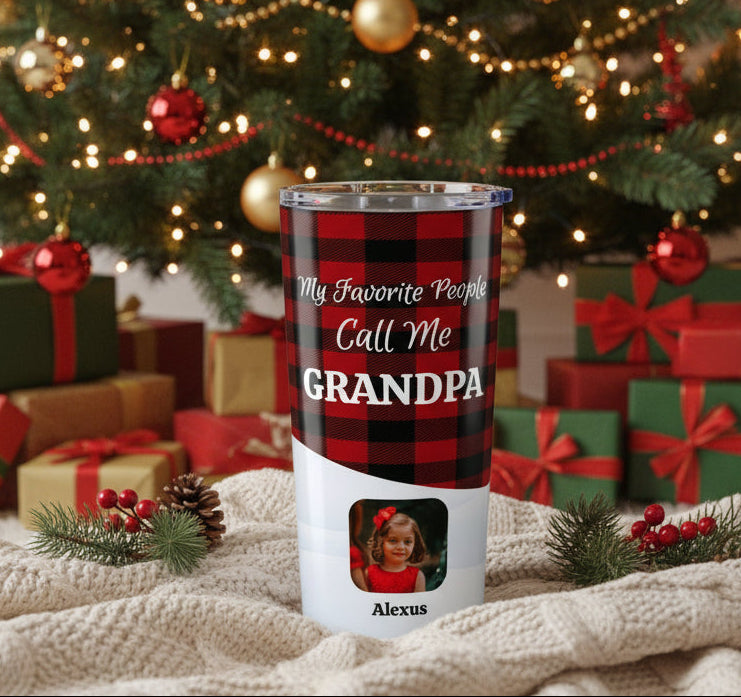 Personalized Grandparent Tumbler, Custom Photo Travel Mug, Grandparent Gift, Keepsake with Photos, Holiday Gift