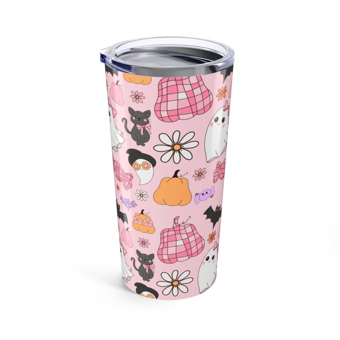 Halloween-Themed Cat and Ghost Stainless Steel Tumbler 20oz