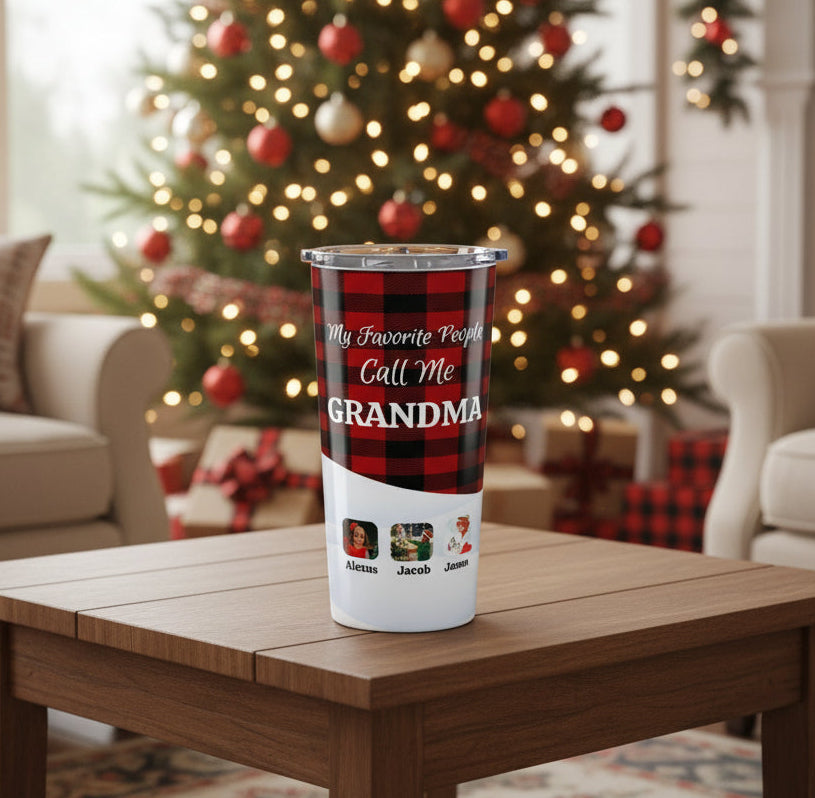 Personalized Grandparent Tumbler, Custom Photo Travel Mug, Grandparent Gift, Keepsake with Photos, Holiday Gift