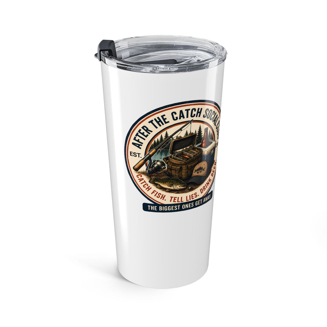 After the Catch Social Club 20oz Fishing Tumbler | Funny Fishing Gift for Men | Stainless Steel Insulated Travel Mug | Lake Life Cup | Fisherman Coffee Tumbler