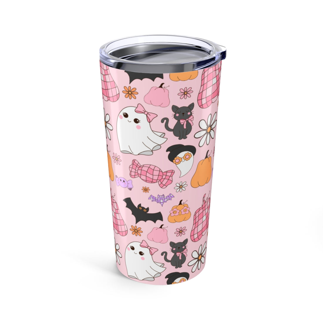 Halloween-Themed Cat and Ghost Stainless Steel Tumbler 20oz