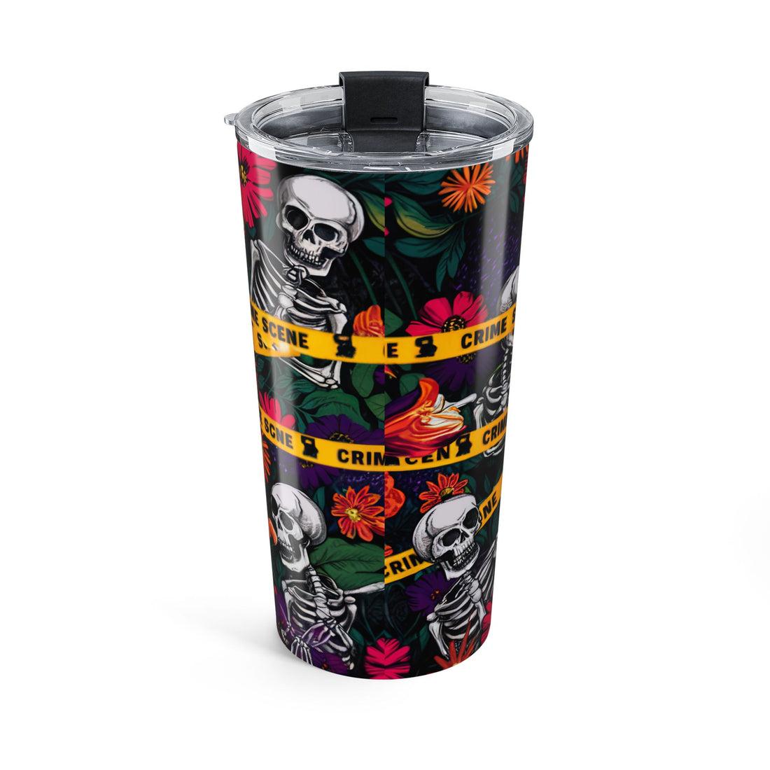 Skeleton Crime Scene Floral 20oz Stainless Steel Tumbler