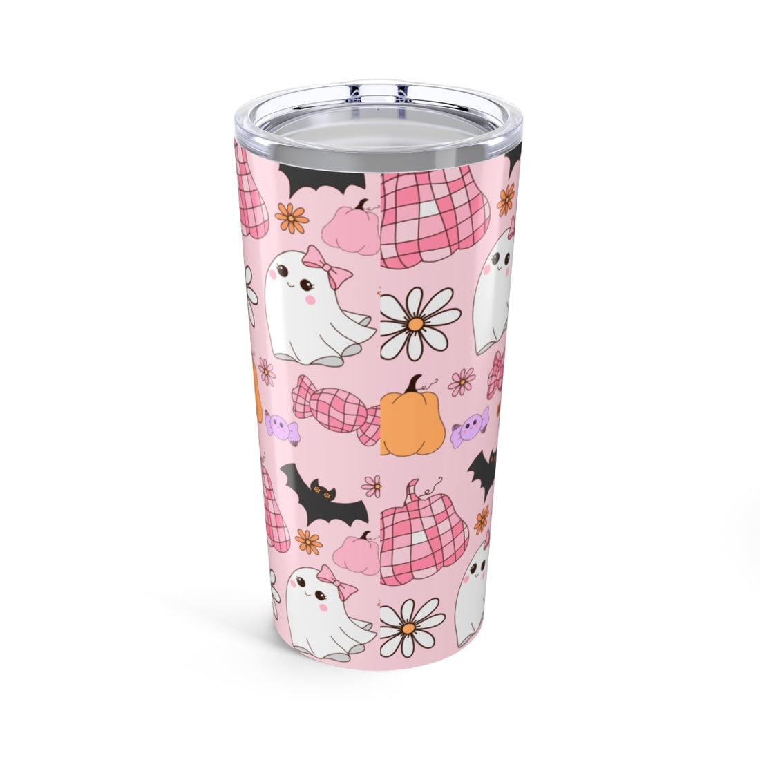 Halloween-Themed Cat and Ghost Stainless Steel Tumbler 20oz