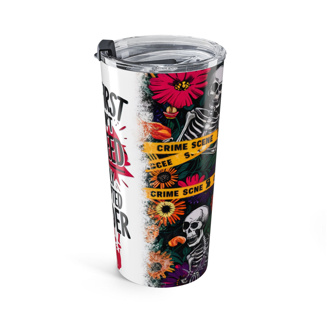 Skeleton Crime Scene Floral 20oz Stainless Steel Tumbler