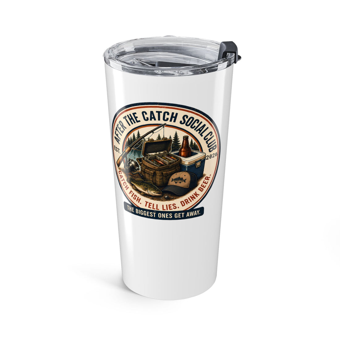 After the Catch Social Club 20oz Fishing Tumbler | Funny Fishing Gift for Men | Stainless Steel Insulated Travel Mug | Lake Life Cup | Fisherman Coffee Tumbler