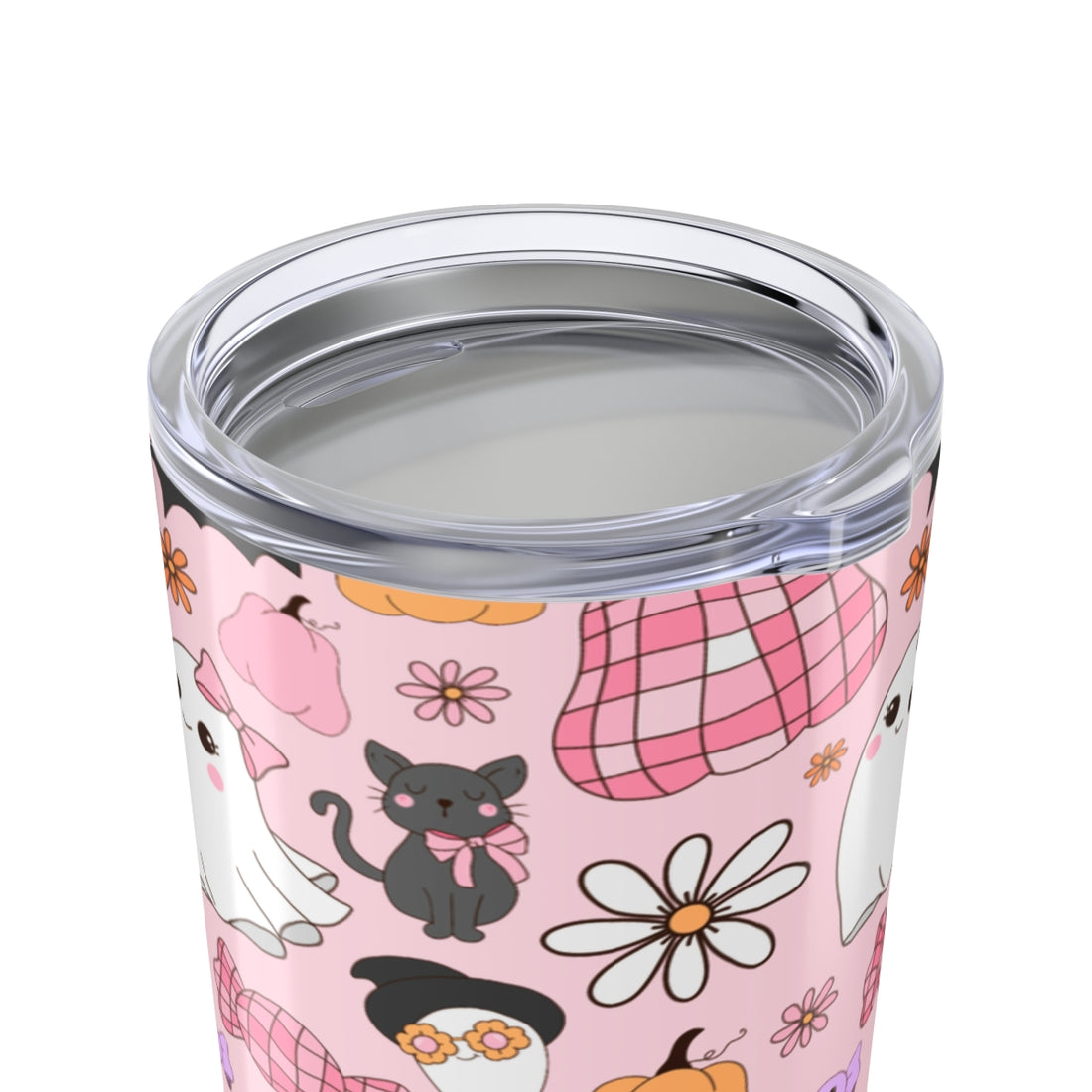 Halloween-Themed Cat and Ghost Stainless Steel Tumbler 20oz