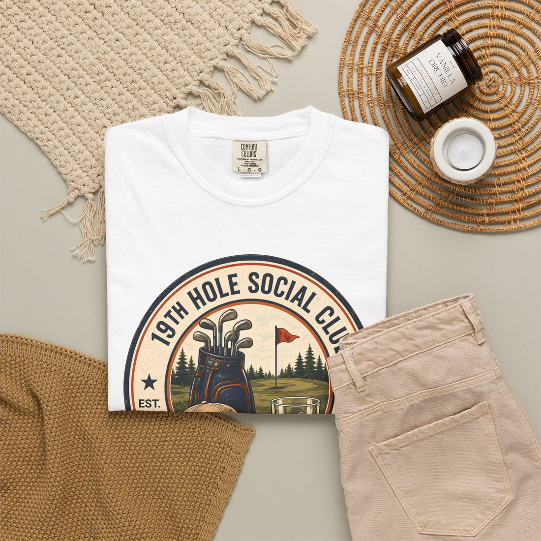 19th Hole Social Club Golf Shirt | Matching Golf Hat | Comfort Colors 1717 Tee | Golf Trip Gift | Golf League Apparel | Swing Sip Repeat