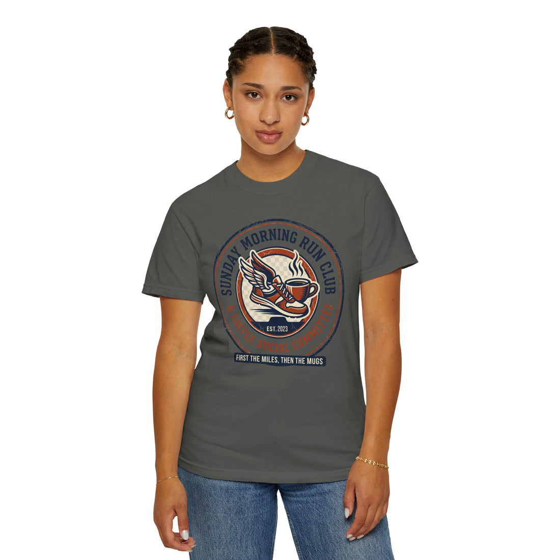 Personalized Sunday Morning Run Club T-Shirt | Custom Running Club Year | Comfort Colors | Coffee Runner Shirt | Running Group Gift