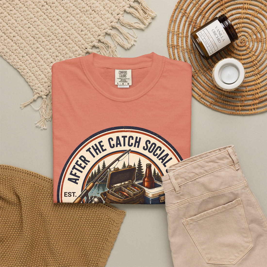 After the Catch Social Club Shirt | Comfort Colors Fishing Tee & Matching Hat | Fisherman Gift | Fishing Club Apparel | Lake Weekend Shirt