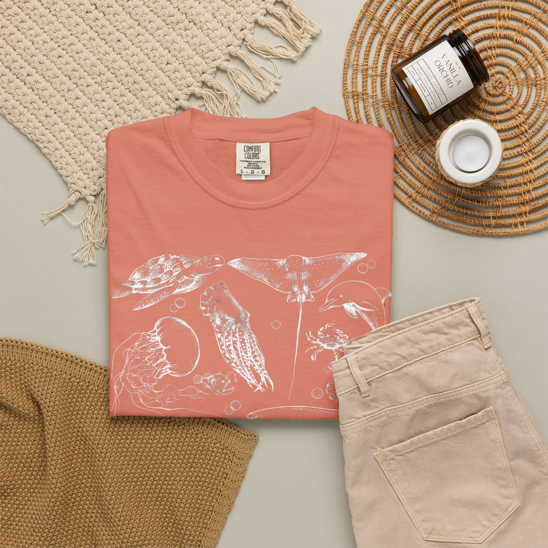 Vintage Ocean Life T-Shirt | Marine Biology Graphic Tee | Coastal Beach Nature Shirt | Whale & Sea Turtle Gift