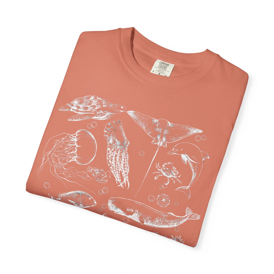 Vintage Ocean Life T-Shirt | Marine Biology Graphic Tee | Coastal Beach Nature Shirt | Whale & Sea Turtle Gift